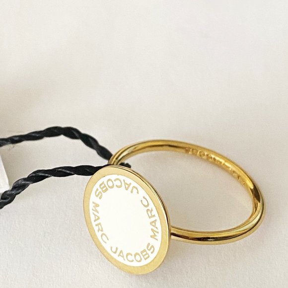 Marc Jacobs Enamel Logo Disc Signet Ring Size 8 - Picture 3 of 6